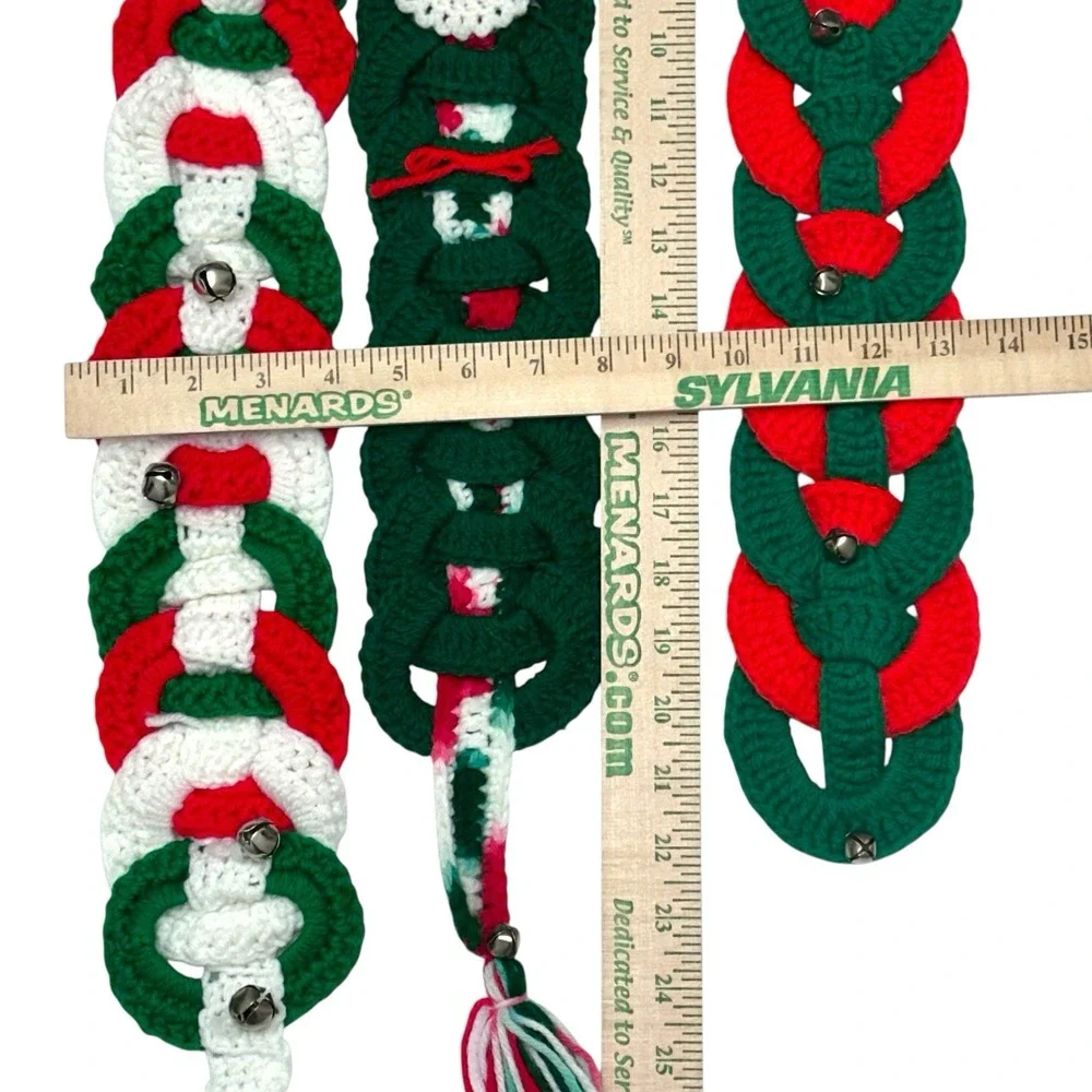 Vintage Hand Crocheted Christmas Wall Hanging Decor‎ Wreaths & Bells Set Of 3